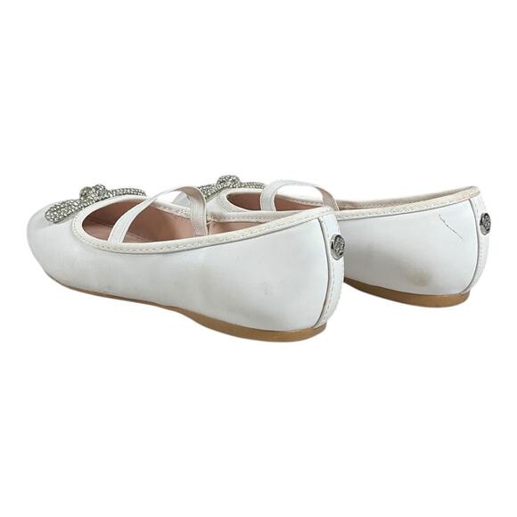 NINA Big Kids Size 12 White Silver Bow Mary Jane Dress Shoe Used Dress Up - Picture 2 of 8